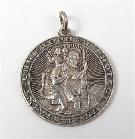 Vintage Sterling Silver Large St Christopher Medal Medallion Pendant Protect Us | St christopher ...