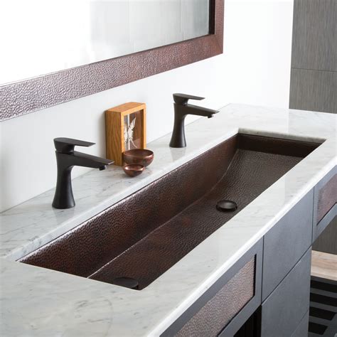 Native Trails Trough 48" Rectangle Copper Bathroom Sink, Antique Coppe ...