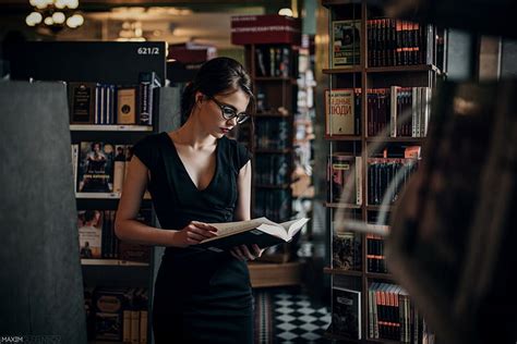 Free download | HD wallpaper: women with glasses, books, library, black ...