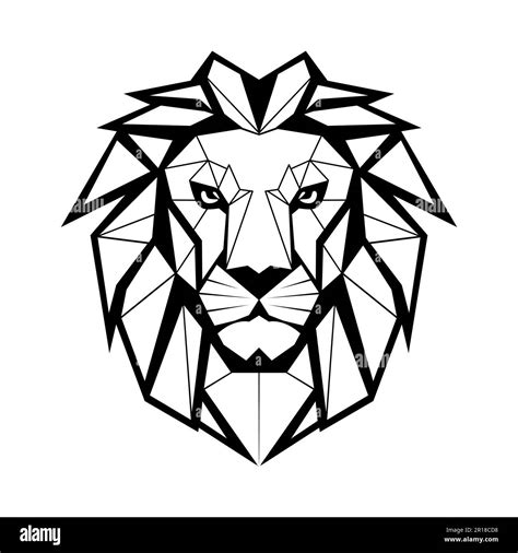 Lion logo design. Abstract black geometric lion head. Lion face drawing ...