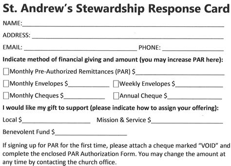 Turning in Your Stewardship Response Cards | St. Andrew's United Church