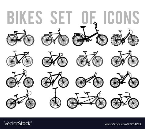 Bicycle or different types of icons thin Vector Image