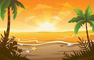 Palm Tree Beach Sunset Clip Art
