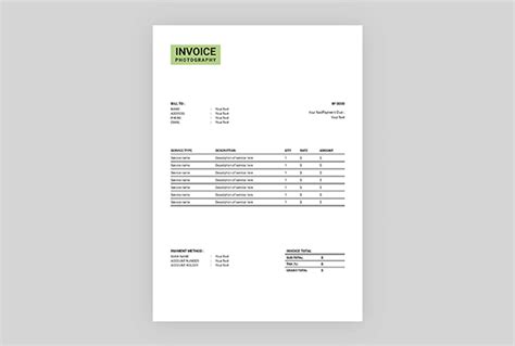 Freelance Photography Invoice Template - prntbl.concejomunicipaldechinu ...