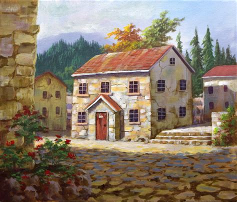 Italian Village - Acrylic Painting on Canvas - jmlisondra Art