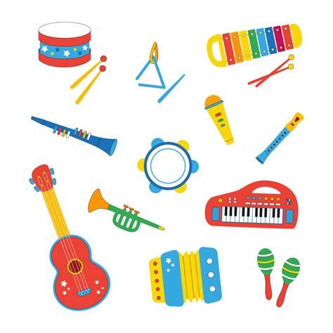 Set of kids musical instruments hand drawn in cartoon style on a white background 10550728 ...