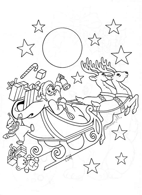 Santa Sleigh Coloring Pages Printable