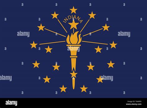 Vector flag illustration of Indiana state, Crossroads of America. United States of America Stock ...
