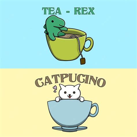 Premium Vector | Hand drawn coffee and tea cartoon cute