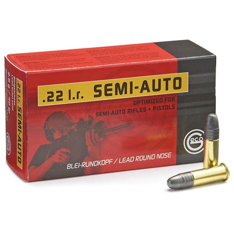 Geco .22LR Semi Auto Rimfire Ammo, LRN, 40 Grain, 50 Rounds