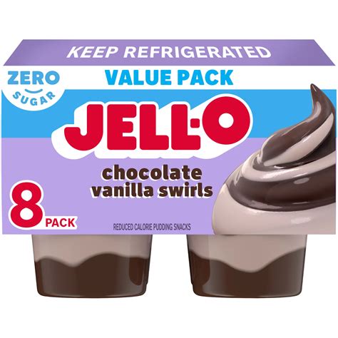 Jell-O Reduced Calorie Sugar Free Chocolate Vanilla Swirl Pudding Snacks - Shop Pudding ...