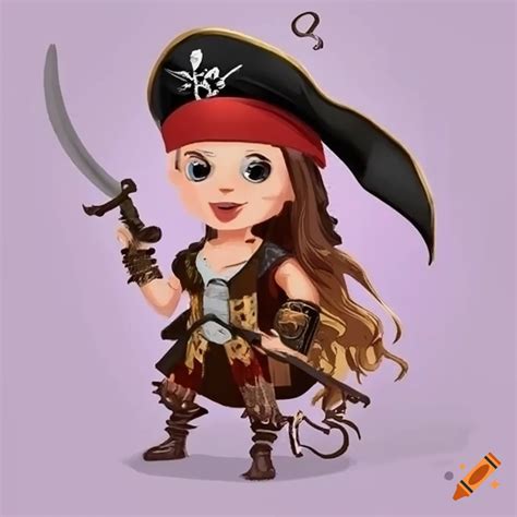 Pirate-themed treasure chest with a female pirate on Craiyon