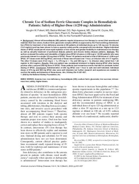 (PDF) Chronic use of sodium ferric gluconate complex in hemodialysis ...