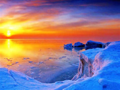 Icy Lake Sunrise Wallpaper | Free HD Lake Images