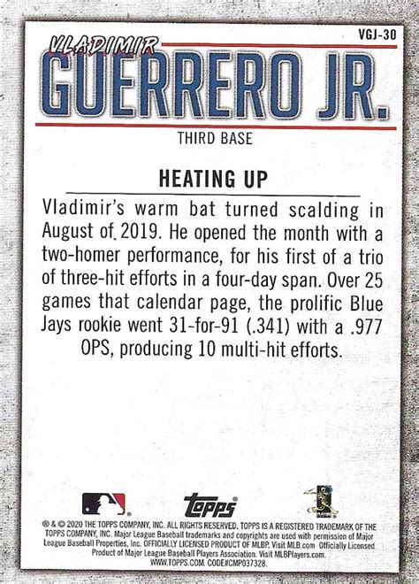 2020 Topps - Player Highlights Vladimir Guerrero Jr. #VGJ-30 Vladimir Guerrero Jr. | Trading ...