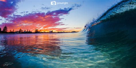 Sunset curl - Gold Coast, wave photography gallery Coolangatta - Jon Wright photo - Australian ...