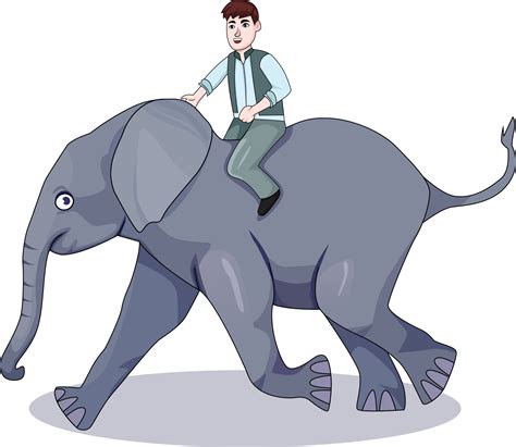 Man riding an elephant, cartoon illustration, white background 21846972 ...