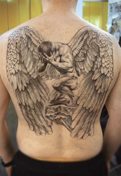 Татуировка ангел c крыльями на спине. Back Angel Tattoo, big realism ...