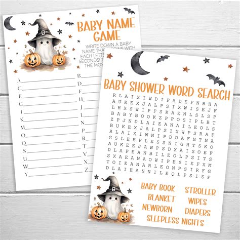 Halloween Baby Shower Games 20 Printable Baby Shower Game A - Etsy