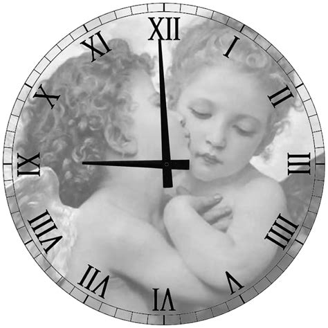 Large Wood Wall Clock 24 Inch Round Cherub Baby Angles Round Small Battery Operated Wall Art ...
