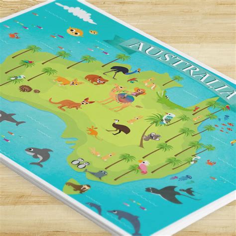 Australia Animal Map Kids Maps Map of Australia Kids Wall Maps - Etsy