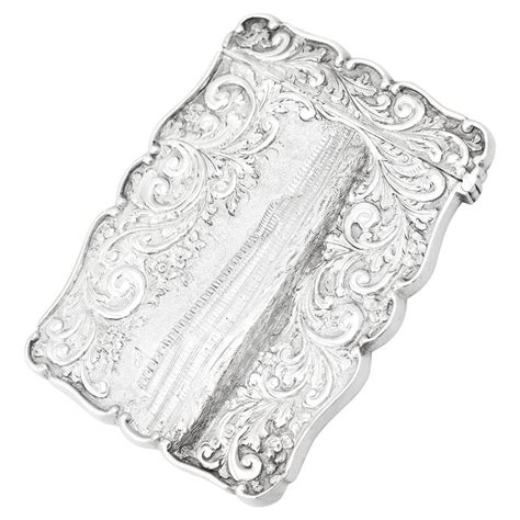 Antique Victorian Sterling Silver Sandwich Box with Leather Case For Sale at 1stDibs