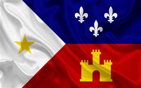 Download wallpapers Flag of Acadiana, 4k, silk texture, white blue red ...