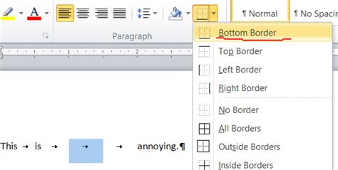 microsoft-word | ¿Cómo añadir un borde inferior al texto