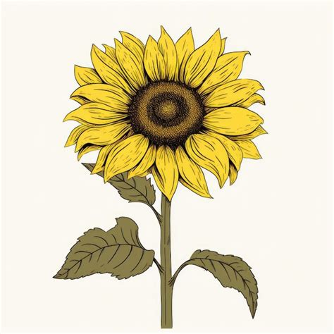 Premium AI Image | Graceful Simplicity Captivating Minimalist Line Art of a Towering Sunflower ...