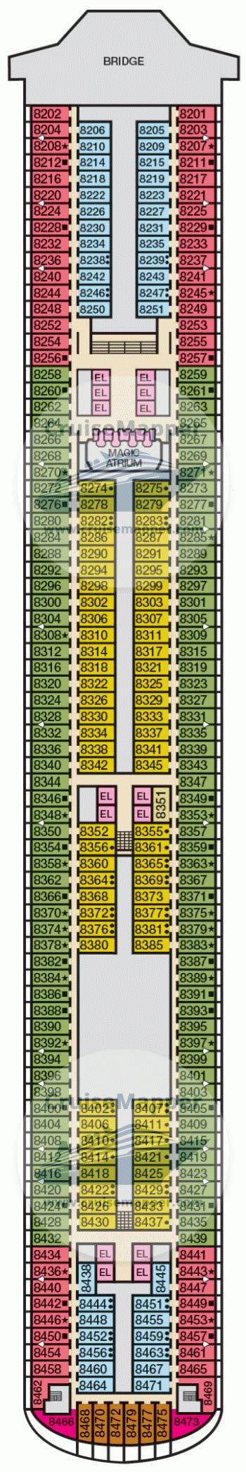 Carnival Magic deck 8 plan | CruiseMapper