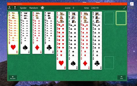 4 Suit Spider Solitaire - all lined up for a pretty screen shot. A rare ...