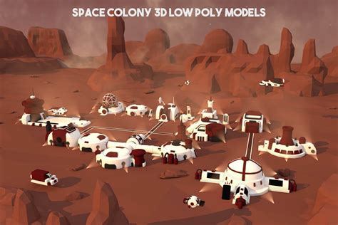 Free Space Colony 3D Low Poly Models Download - CraftPix.net