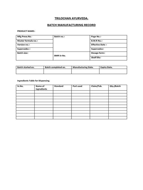 Batch Manufacturing Record SAMPLE | PDF | Tablet (Pharmacy) | Nature