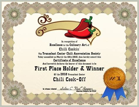 √ 20 Chili Cook Off Certificate Template ™ | Dannybarrantes Template ...