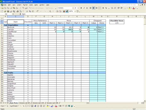 Grocery List | Excel Templates