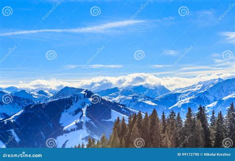 Mountains with Snow in Winter. Ski Resort Brixen Im Thalef Stock Photo ...