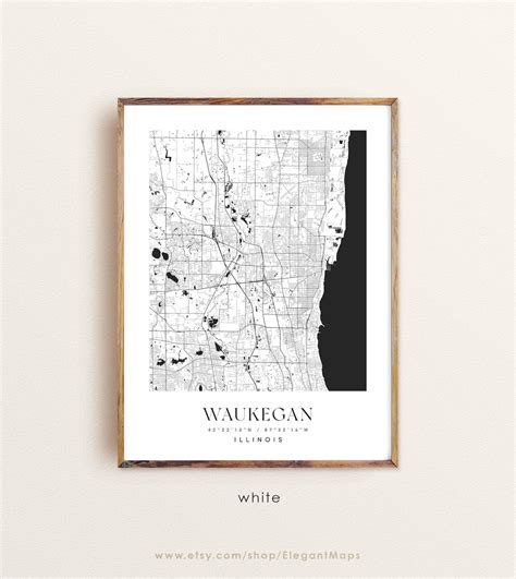 Waukegan Illinois Map Waukegan IL Map Waukegan City Print - Etsy