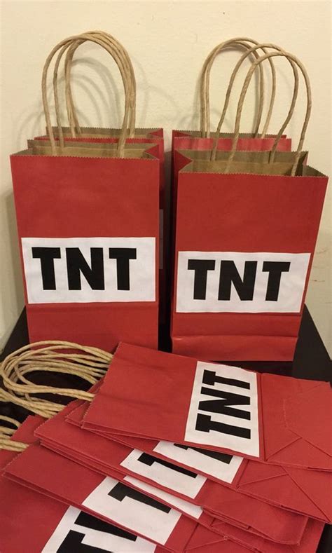 TNT goodie bags with handles 12 PK by Theperfectpinata on Etsy | Minecraft party decorations ...