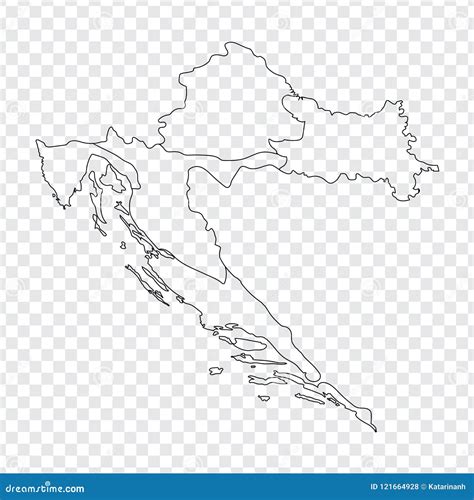 Blank Map Croatia. High Quality Map of Croatia on on Transparent Background. Map of Croatia with ...