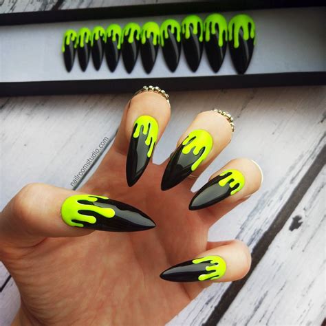 62 Neon Yellow And Black Nails | Qusedtudo