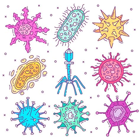 Free Vector | Hand drawn virus illustration set