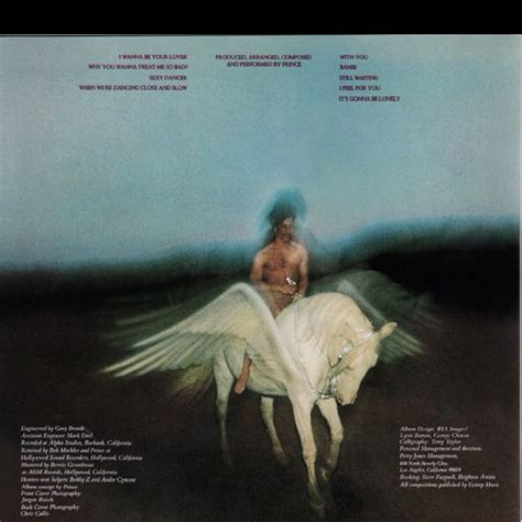 back cover of Prince's self titled LP. 1979. riding obligatory unicorn ...