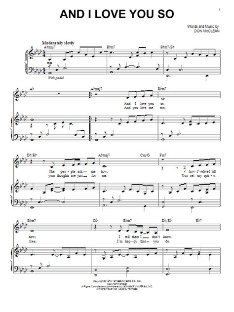 And I Love You So | Sheet Music Direct