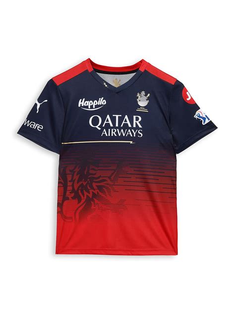 Buy Kids Navy Blue and Red RCB 2023 Replica Jersey From Fancode Shop.