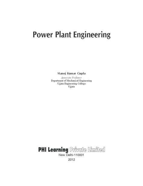 Download Power Plant Engineering Textbook PDF Online 2022 by MANOJ ...