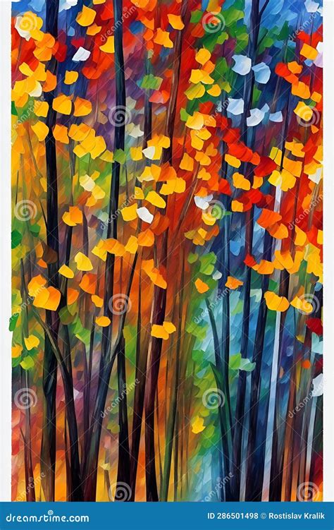 Abstract Oil Colorful Painting of the Forest Stock Illustration ...