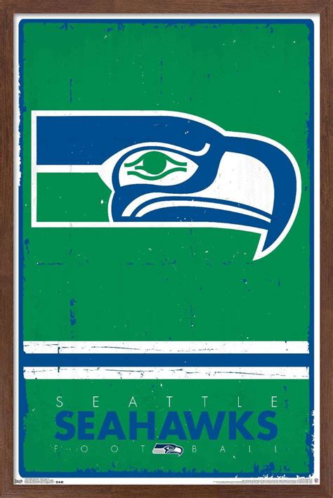 NFL Seattle Seahawks - Retro Logo 15 Wall Poster, 14.725" x 22.375 ...