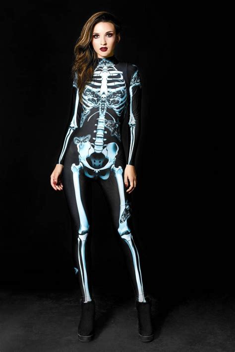 DARK SKELETON Halloween Costume, Gothic Skeleton Costume, Adult Skeleton Catsuit, Halloween ...