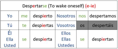 Despertarse Reflexive Chart