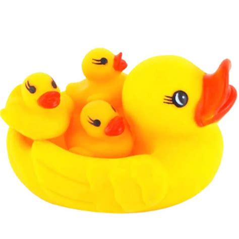 4pcs/set Baby Toys Water Floating Children Water Toys Yellow Rubber ...